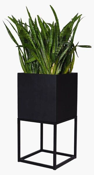 Květináč BLOCK UP, sklolaminát, výška 80 cm, antracit/černá