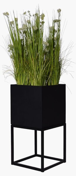 Květináč BLOCK UP, sklolaminát, výška 80 cm, antracit/černá
