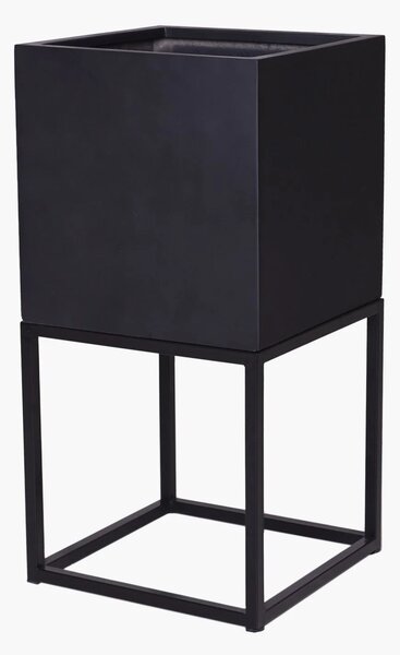 Květináč BLOCK UP, sklolaminát, výška 80 cm, antracit/černá