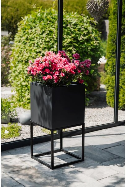 Květináč BLOCK UP, sklolaminát, výška 80 cm, antracit/černá