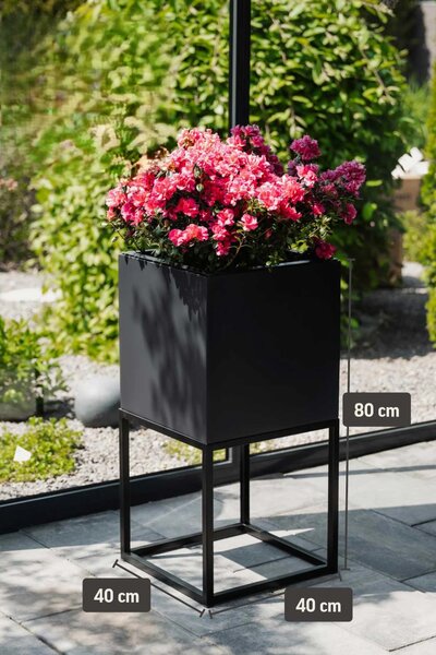 Květináč BLOCK UP, sklolaminát, výška 80 cm, antracit/černá