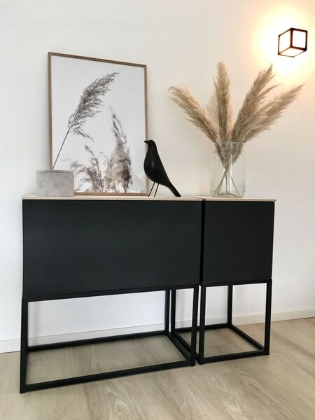 Květináč BLOCK UP, sklolaminát, výška 80 cm, antracit/černá