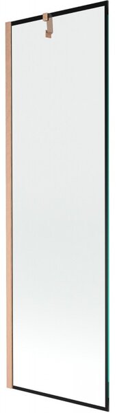 Mexen Next, 1-křídlová vanová zástěna 60 x 150 cm, 6mm čiré sklo - černý vzor, ​​měděná matná, 895-060-000-00-70-65