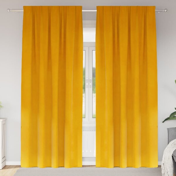 Zatemňovací závěsy 2 pcs Hořčicově žlutá 140 x 260 cm samet