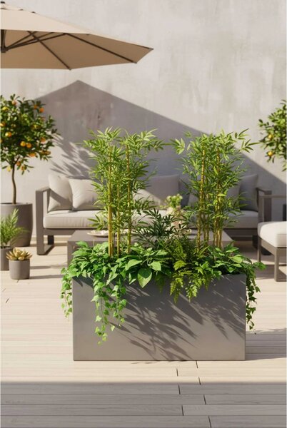 Květináč ELEMENTO SLIM, sklolaminát, šířka 90 cm, beton design, šedá