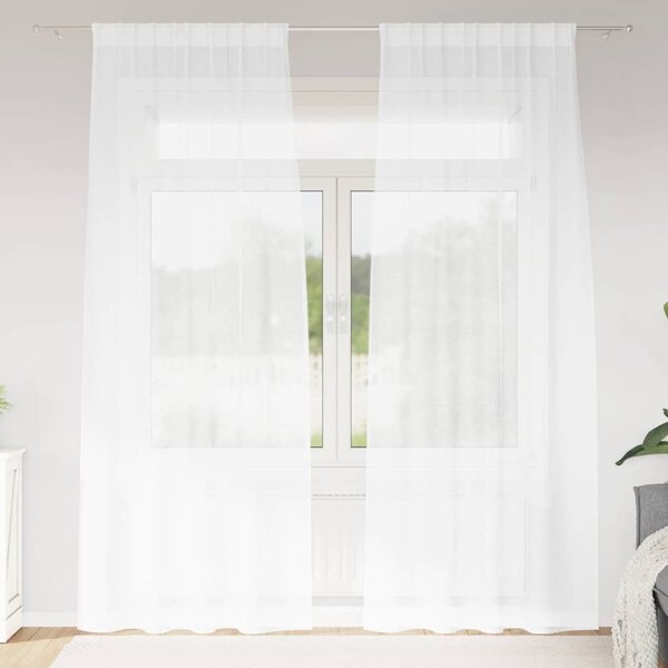 Voile Záclona se záclonami 2 pcs Bílá 225 x 140 cm Polyester