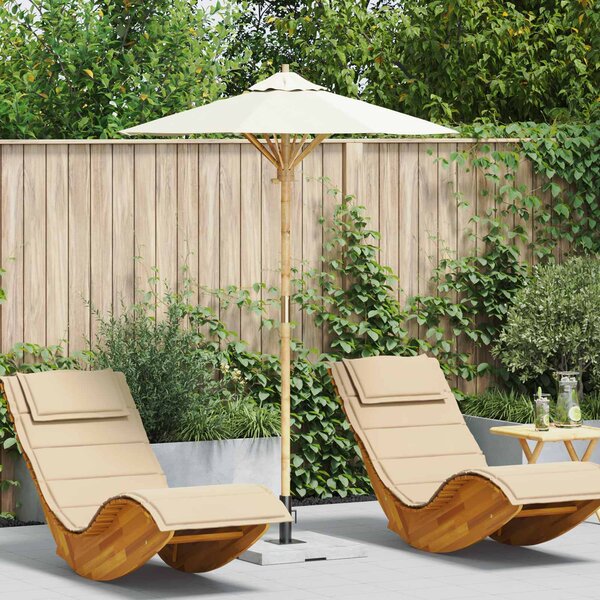 Zahradní slunečník Krémově bílá Ø 150 x 210 cm bambus