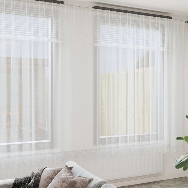 Čipkový Závěs se záclonami Bílá 260 x 1200 cm Polyester