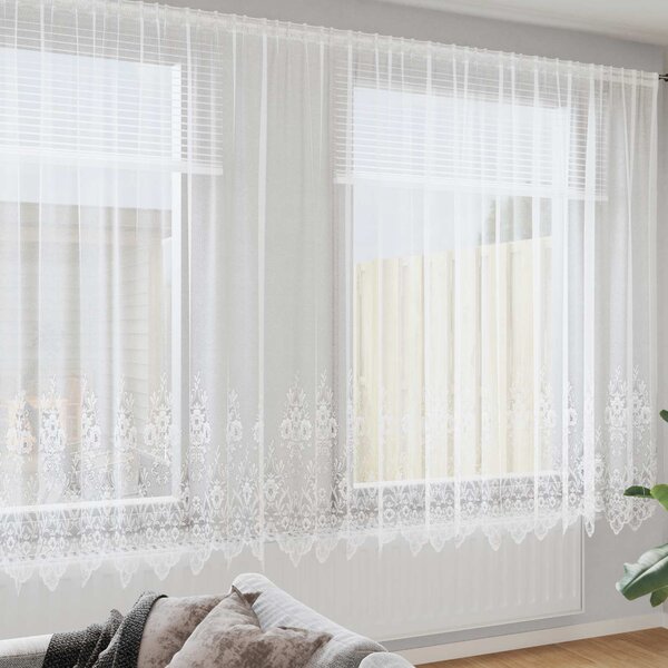 Čipkový Závěs se záclonami Bílá 245 x 1200 cm Polyester