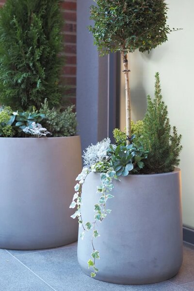 Květináč VEKRA, sklolaminát, výška 40 cm, beton-design, šedý