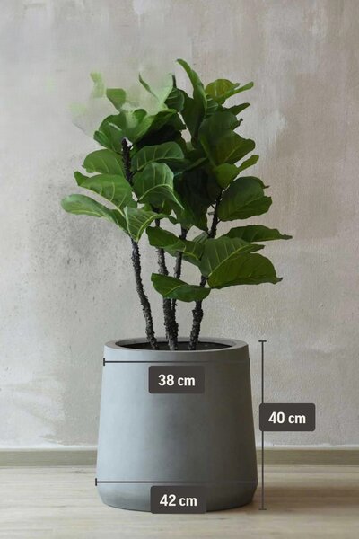 Květináč VEKRA, sklolaminát, výška 40 cm, beton-design, šedý