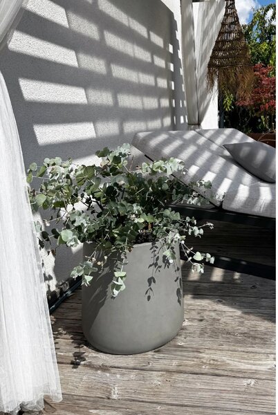 Květináč VEKRA, sklolaminát, výška 40 cm, beton-design, šedý