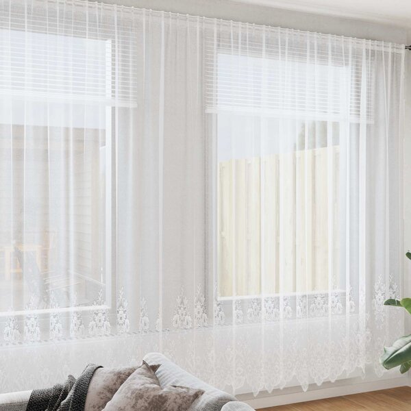 Čipkový Závěs se záclonami Bílá 260 x 1200 cm Polyester