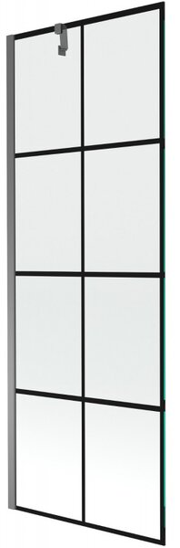 Mexen Next, 1-křídlová vanová zástěna 70 x 150 cm, 6mm čiré sklo - černý vzor, ​​grafitová, 895-070-000-00-77-95