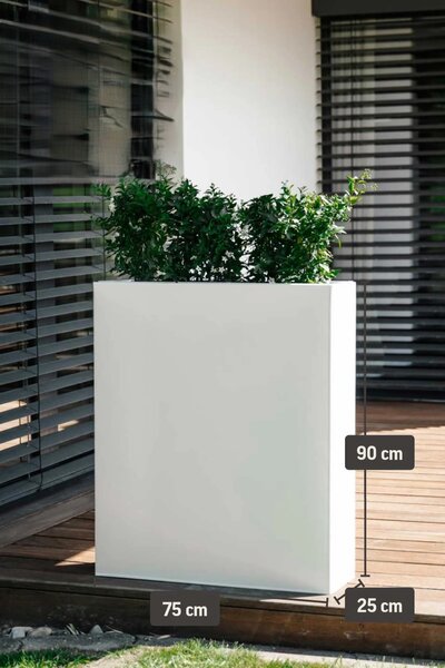 Květináč ELEMENTO, práškovaná ocel, výška 90 cm, bílý mat
