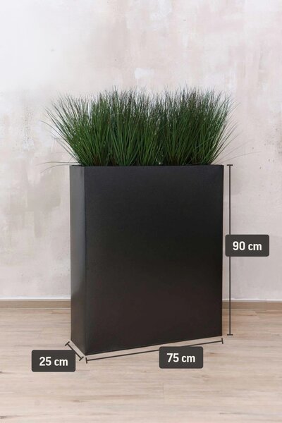 Květináč ELEMENTO, práškovaná ocel, výška 90 cm, černá struktura