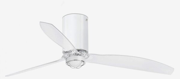 MINI TUBE FAN M LED, bílá/transparentní, stropní LED ventilátor s DC motorem - FARO