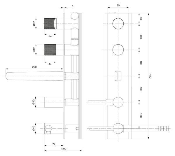 Omnires Contour vanová baterie pod omítku měděná CT8037/1CPB