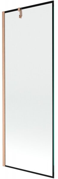Mexen Next, 1-křídlová vanová zástěna 70 x 150 cm, 6mm čiré sklo - černý vzor, ​​měděná matná, 895-070-000-00-70-65