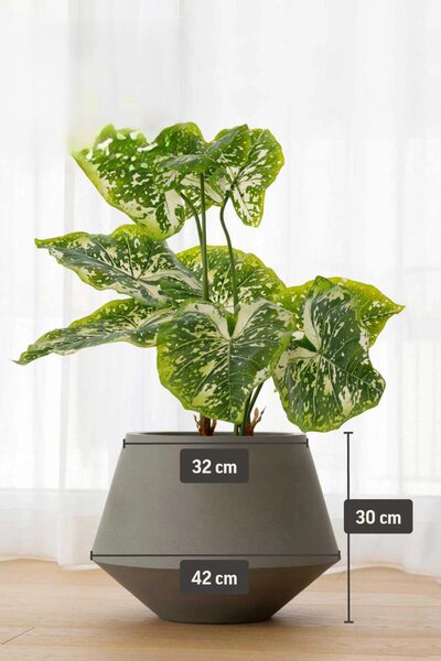 Kulatý květináč BERBELIT, sklolaminát, výška 30 cm, šedý