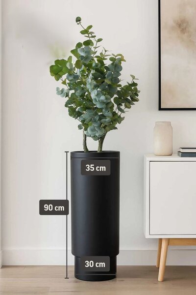 Květináč ESCADA, sklolaminát, výška 90 cm, černá