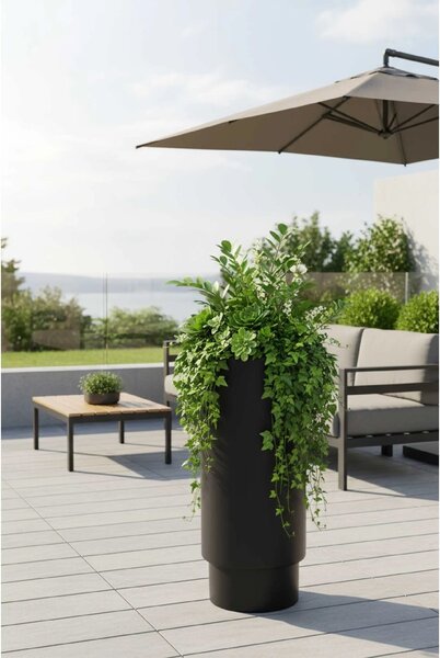 Květináč ESCADA, sklolaminát, výška 90 cm, černá