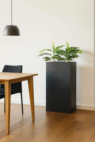 Interiérový květináč ELEMENTO, materiál MDF, výška 100 cm, černý