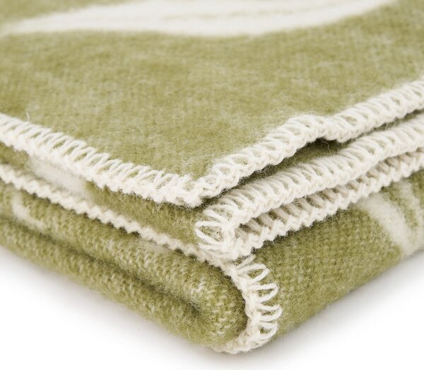 Vlnka Vlněný Merino pléd s ovečkou zelená velikost lůžkovin 100x140