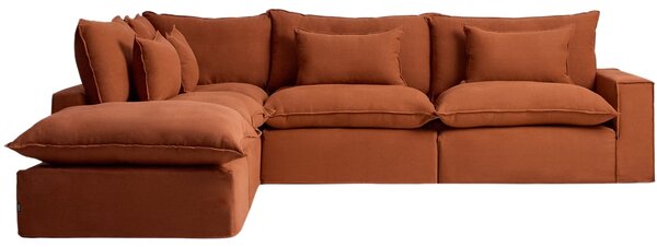 Kave Home Terakotová rohová pohovka Anarela 347 cm s odnímatelným potahem, levá