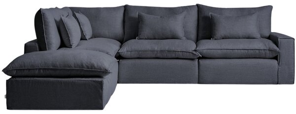 Kave Home Tmavě šedá rohová pohovka Anarela 347 cm s odnímatelným potahem, levá