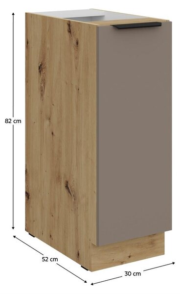 Kondela Dolní kuchyňská skříňka s výsuvným košem Frisbo 30 D Cargo BB - sandgrau / dub artisan