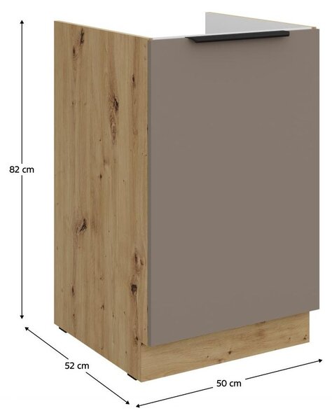 Kondela Dřezová kuchyňská skříňka Frisbo 50 ZL 1F BB - sandgrau / dub artisan