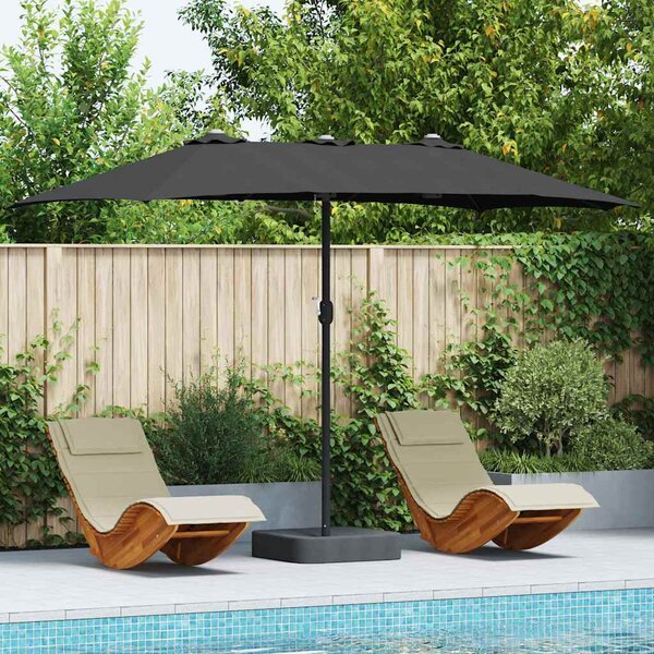 Zahradní slunečník Černá 385 x 209 x 244 cm Polyester a ocel