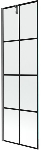 Mexen Next, 1-křídlová vanová zástěna 60 x 150 cm, 6mm čiré sklo - černý vzor, ​​broušený grafit, 895-060-000-00-77-66