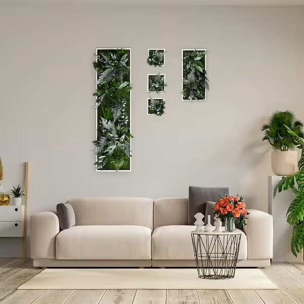 Rostlinný obraz s designem Džungle 140x40, Dřevěný rám (bílý)