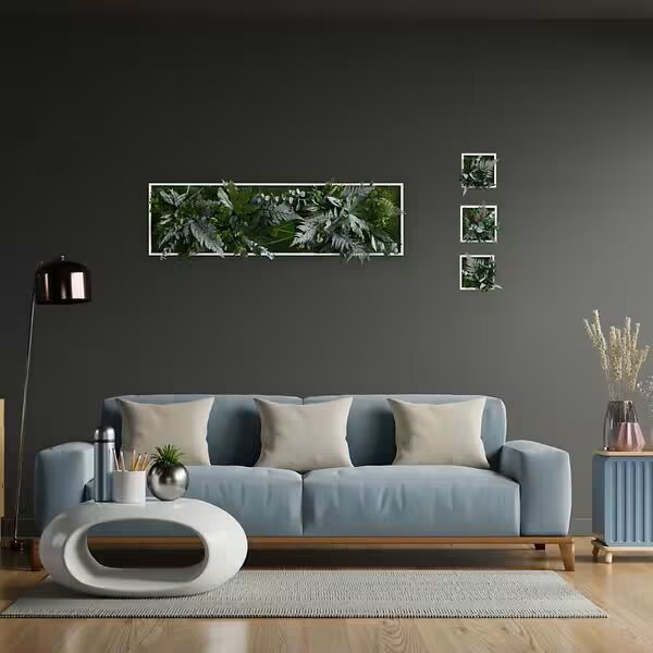 Rostlinný obraz s designem Džungle 140x40, Dřevěný rám (bílý)