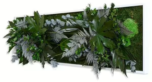 Rostlinný obraz s designem Džungle 140x40, Dřevěný rám (bílý)