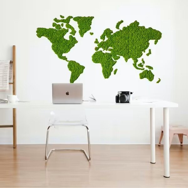 Mapa světa z Islandského mechu - 230 x 125 - May green
