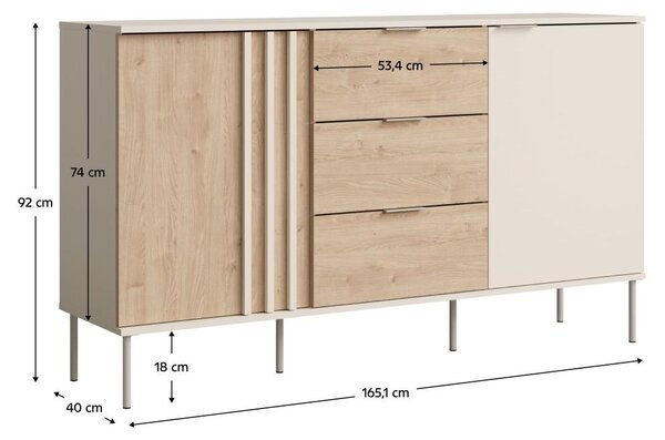 Kondela Dvoudveřová komoda se zásuvkami Rimina 2D3S - kašmír / dub artisan