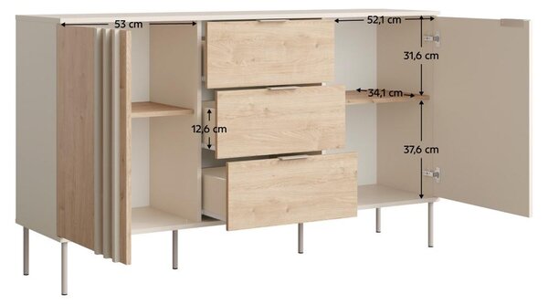 Kondela Dvoudveřová komoda se zásuvkami Rimina 2D3S - kašmír / dub artisan