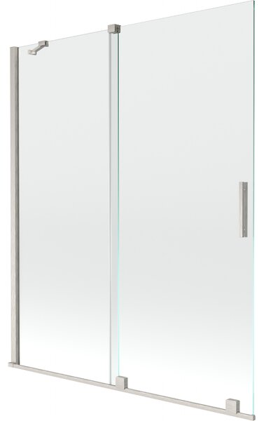 Mexen Velar, 2-křídlová posuvná vanová zástěna 140 x 150 cm, 8mm čiré sklo, broušená ocel, 896-140-000-01-97