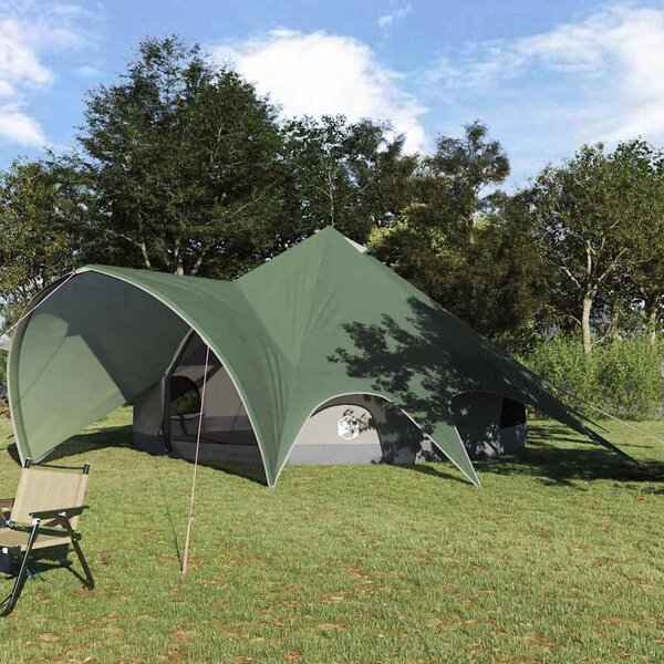 Teepee stan pro 7 osob Zelená a šedá 600 x 600 x 347 cm