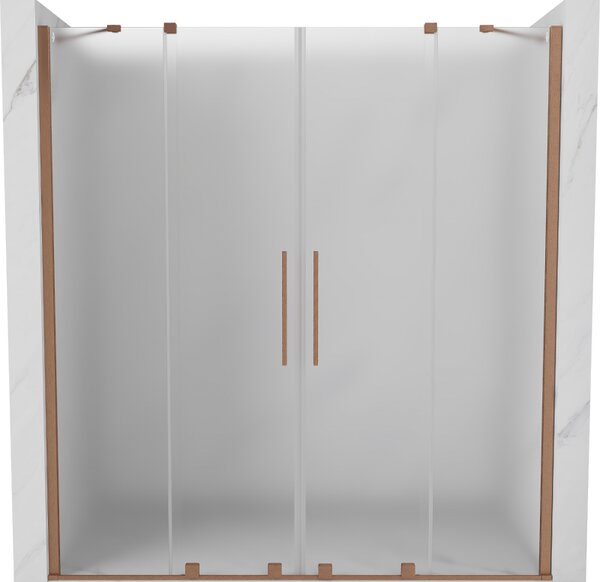 Mexen Velar Duo, posuvné sprchové dveře do otvoru 170 cm, 8mm sklo námraza, měděná matná, 871-170-000-32-65