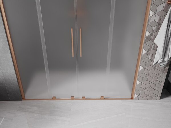 Mexen Velar Duo, posuvné sprchové dveře do otvoru 170 cm, 8mm sklo námraza, měděná matná, 871-170-000-32-65
