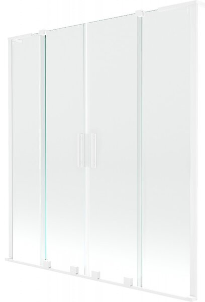 Mexen Velar L Duo, 2-křídlová posuvná vanová zástěna 140 x 150 cm, 8mm čiré sklo, bílá matná, 896-140-003-02-20