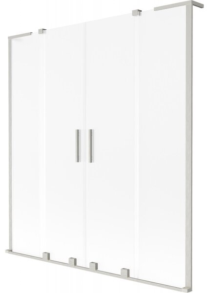 Mexen Velar L Duo, 2-křídlová posuvná vanová zástěna 140 x 150 cm, 8mm sklo námraza, broušená ocel, 896-140-003-32-97