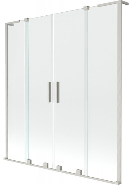 Mexen Velar L Duo, 2-křídlová posuvná vanová zástěna 140 x 150 cm, 8mm čiré sklo, broušená ocel, 896-140-003-02-97