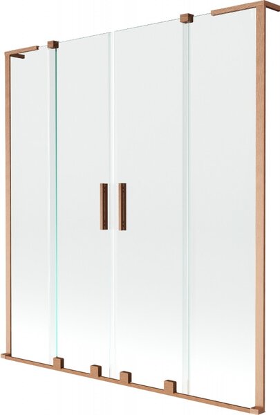 Mexen Velar L Duo, 2-křídlová posuvná vanová zástěna 140 x 150 cm, 8mm čiré sklo, měděná matná, 896-140-003-02-65
