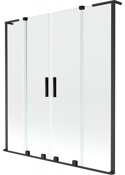 Mexen Velar L Duo, 2-křídlová posuvná vanová zástěna 140 x 150 cm, 8mm čiré sklo, černá matná, 896-140-003-02-70