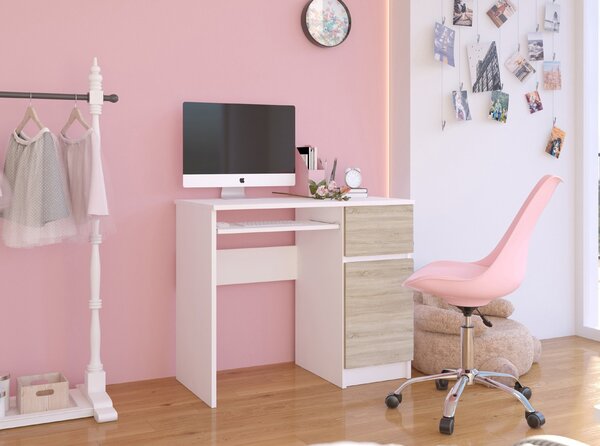Ak furniture Psací stůl PIKSEL 90 cm bílý/dub sonoma pravý